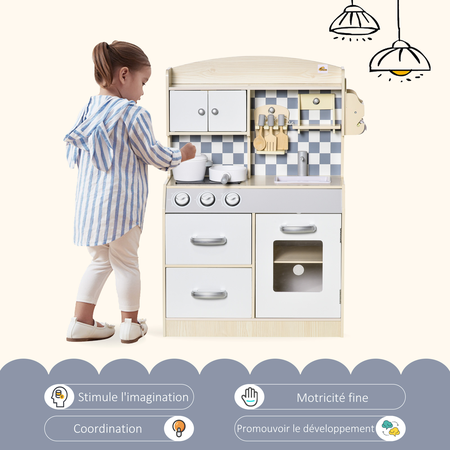 Ensemble de cuisine enfant jeu d'imitation avec accessoires, rangements