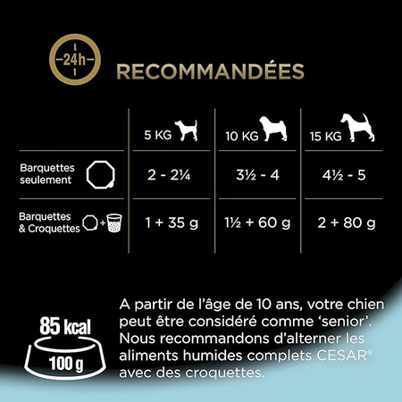 CESAR Repas pour Chien Senior - 24 Barquettes (Lot de 6 Packs 4x150g)