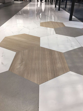 HEXAGONO BELICE NATURAL - Carrelage hexagonal aspect bois grand format