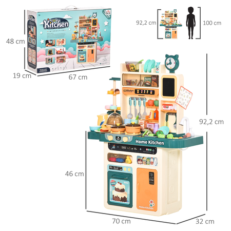 Cuisine pour enfant - dinette - 113 accessoires variés - beige turquoise