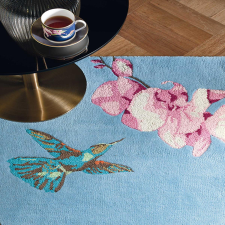 Tapis salon HUMMINGBIRD tufté main en laine