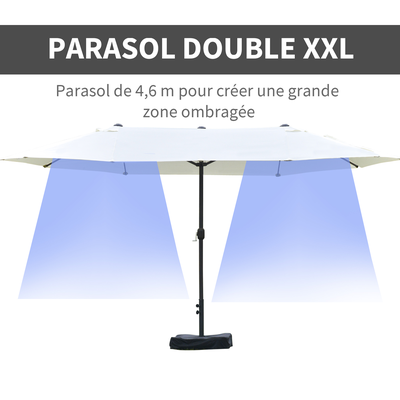Parasol de jardin XXL manivelle acier polyester haute densité
