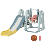 Portique enfant toboggan et balançoire avec panier de basket-ball