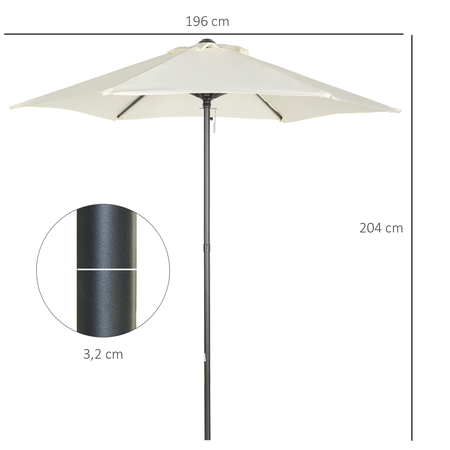 Parasol droit de jardin Ø 1,96 m alu. polyester