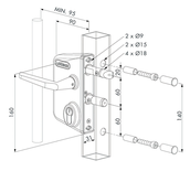 Serrure applique pour portail LAKQ40U2LV pour profil de 40 à 60mm - LOCINOX - LAKQ4040U2L6005VSZM