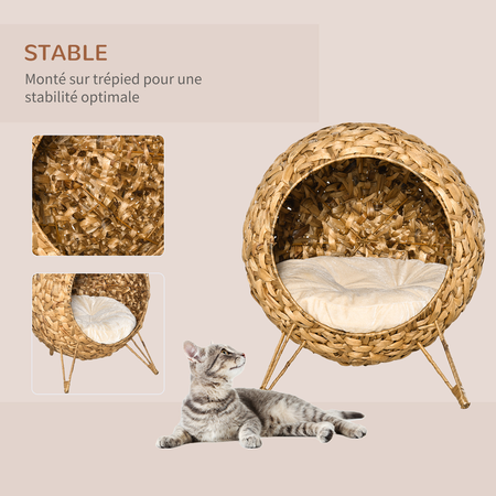 Panier chat lit chat cosy jacinthe d'eau avec coussin