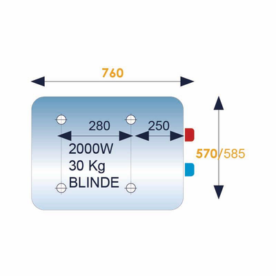 Chauffe-eau électrique INITIO 100L blindé horizontal sortie droite D570 - ARISTON - 3010892