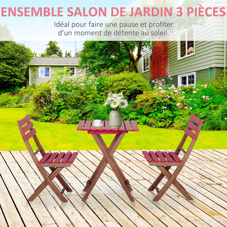 Ensemble bistro de jardin pliable 2 places 3 pièces