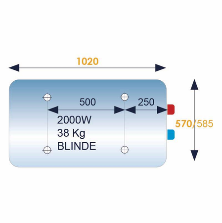 Chauffe-eau électrique INITIO 150L blindé horizontal sortie droite D570 - ARISTON - 3010895