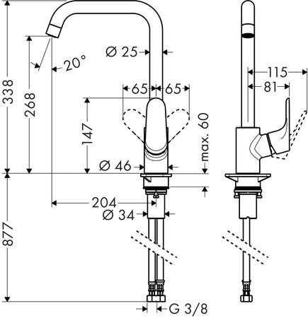 Mitigeur d'evier FOCUS bec orientable chromée - HANSGROHE - 31820000