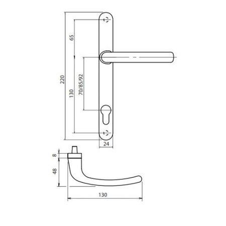 Ensemble sur plaques + béquille carré 8mm entraxe 92mm noir RAL 9005 - SOFI - 5112180022