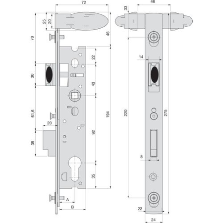 Monopoint double manoeuvre pêne dormant demi-tour 39mm - STREMLER - 2268.39.0