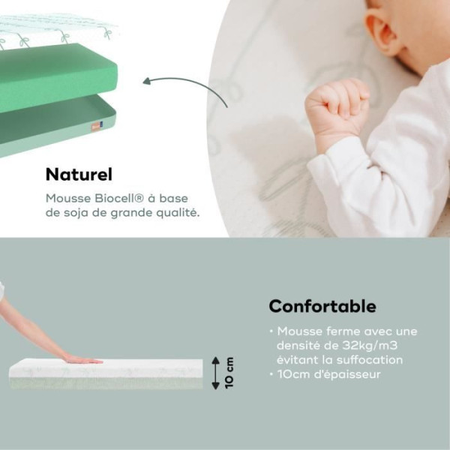 BABYMOOV Matelas Cosy'Lite Antibactérien, élimine naturellement les bactéries, 60x120 cm