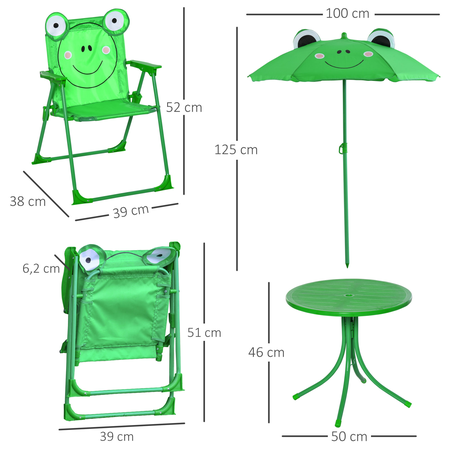 Ensemble salon de jardin enfant 4 pièces design grenouille