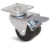 Roue à double galet 50mm à platine carrée pivotante avec frein - GUITEL HERVIEU - 861011
