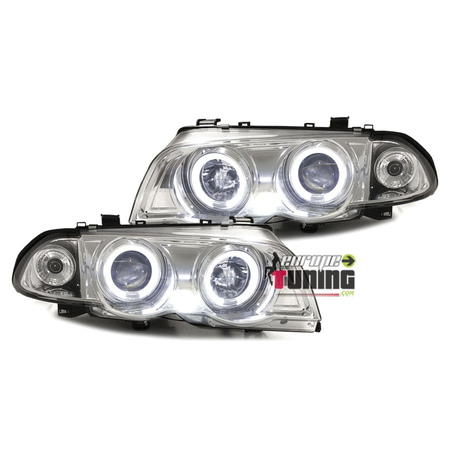 2 PHARES FEUX ANGEL EYES ANNEAUX LED BMW SERIE 3 E46 5 PORTES 1998-2001 (03322)