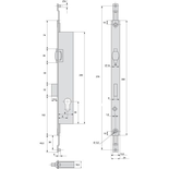 Serrure 3 points pêne dormant à rouleau coffre de 45mm pour tringle plate - STREMLER - 2274.45.TI24