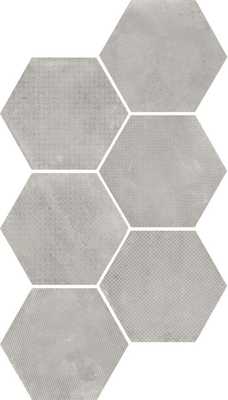 URBAN HEXA MELANGE SILVER - Carrelage 29,2 x 25,4 cm Patchwork Hexagonal aspect béton Gris
