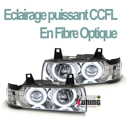 PHARES FEUX AVANTS ANNEAUX CCFL ANGEL EYES BMW SERIE 3 E36 BERLINE TOURING (13711)