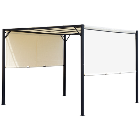 Pergola rétractable acier époxy polyester haute densité crème