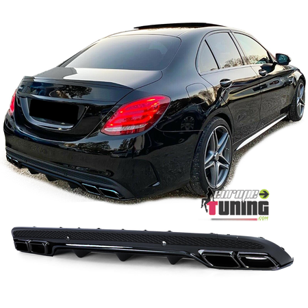 DIFFUSEUR FULL BLACK PACK AMG C63S AVEC DOUBLES SORTIES MERCEDES CLASSE C W205 & S205 PH1 (05437)