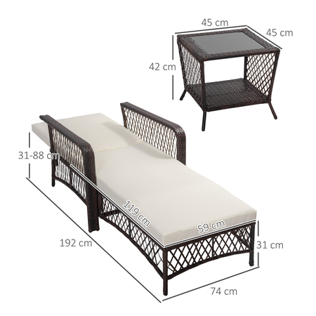 Bain de soleil design colonial avec table basse et matelas