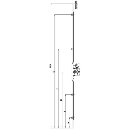 Crémone verrou F7,5 ajustable longueur 1350mm cote D 500mm 3 galets - FERCO - G-13237-13-0-1