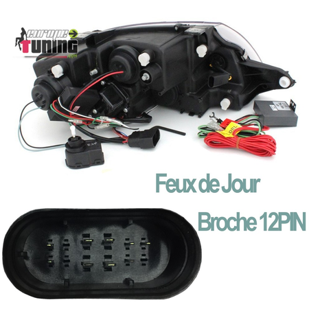 FEUX PHARES AVANTS CHROM LED DE JOUR DIURNES DRL AUDI TT 8N 1998-2006 12 PIN (04482)