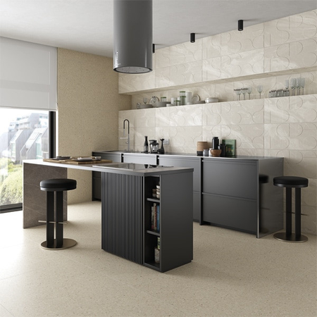 NIZA-R Beige 80 x 80 cm - Carrelage aspect terrazzo mate