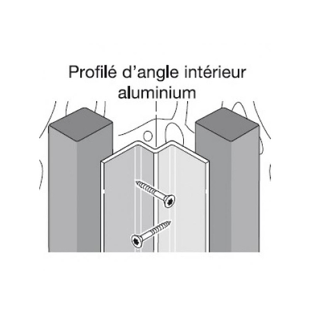 Profil d'angle alu intérieur pour bardage - Coloris - Aluminium brut, Epaisseur - 3 mm, Largeur - 7.7 cm, Longueur - 270 cm