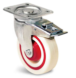 Roulette saturne grise en tôle d’acier emboutie zinguée de forte épaisseur 100mm pivotante à frein - GUITEL HERVIEU – 74748