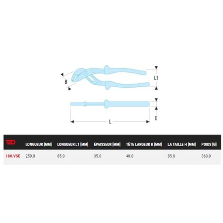 Pince multiprise isolée 1000V série VSE - FACOM - 180.VSE