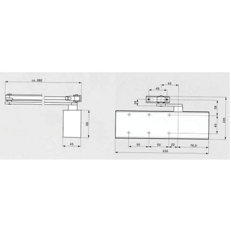 Ferme-porte TS71 F3-4 fourni sans bras finition argent - DORMAKABA - 22212101