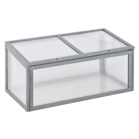 Mini serre de jardin toits ouvrables polycarbonate sapin pré-huilé gris