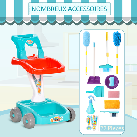 Jeu d'imitation chariot de nettoyage enfant avec accessoires