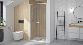 Porte de douche SUPRA 2P pivotante 100cm profilé blanc verre transparent - KINEDO - PA1532BTN