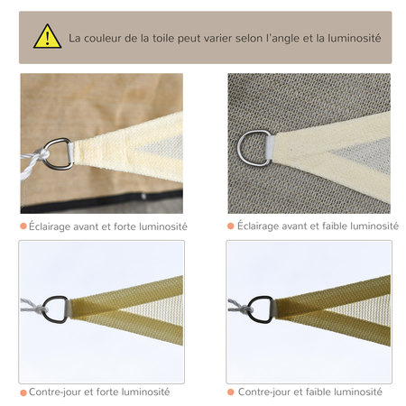 Voile d'ombrage triangulaire 3x3x3 m crème