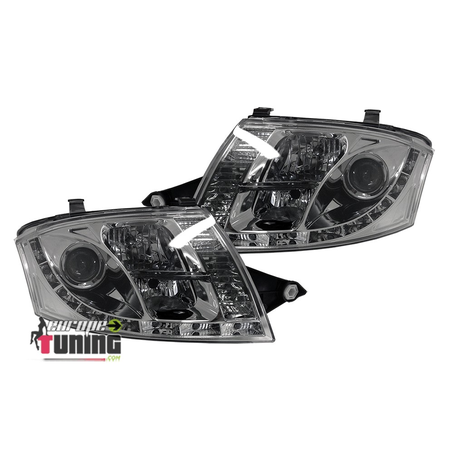 FEUX PHARES AVANTS CHROM LED DE JOUR DIURNES DRL AUDI TT 8N 1998-2006 10 PIN (00357)