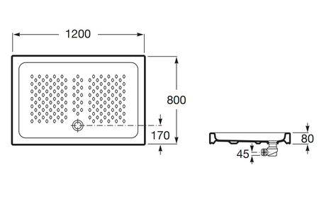 Receveur de douche ITALIA 120x80x8cm céramique blanc - ROCA - A3740HP000