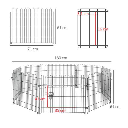 Parc enclos pour chiens chiots 71Lx61H cm