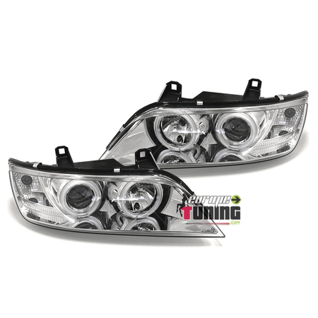 PHARES FEUX AVANTS CHROME ANNEAUX LED FIBRE CCFL BMW Z3 PHASE 1 et 2 (00763)