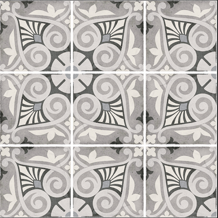 ART NOUVEAU - OPERA GREY - Carrelage 20X20 cm aspect carreaux de ciment vieilli gris