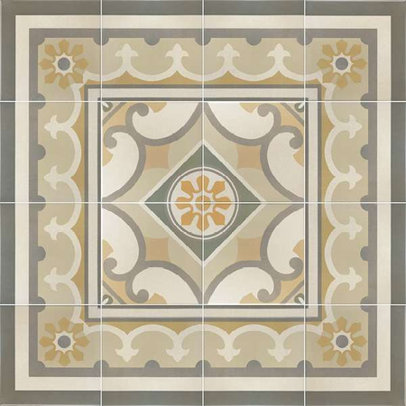 CAPRICE - BURGUNDY BORDURE - Carrelage 20x20 cm aspect carreaux de ciment  taupe