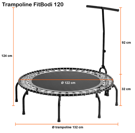 Kangui - Mini trampoline FITNESS FitBodi Ø120 - Qualité pro - Usage sportif et bien-être - certifié par le CRITT