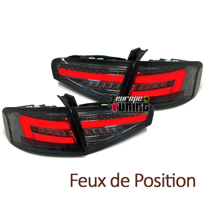 FEUX NOIRS A LED SEQUENTIELS DYNAMIQUES AUDI A4 B8 BERLINE PH2 A AMPOULES DE SERIE (05587)