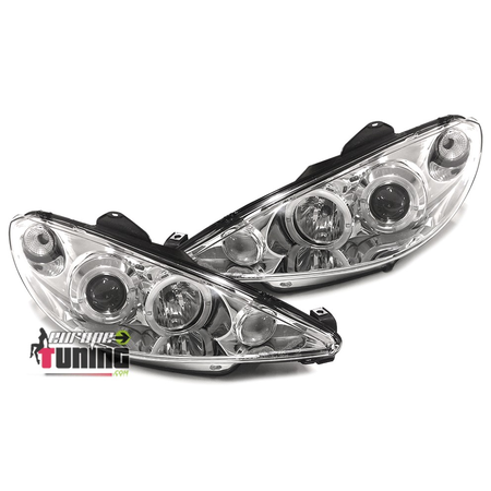 PHARES FEUX AVANTS ANNEAUX LED ANGEL EYES PEUGEOT 206 2002-2009 en H7/H7 (12325)