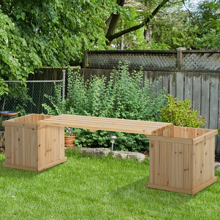 Banc de jardin jardinière double 2 en 1 bois sapin pré-huilé