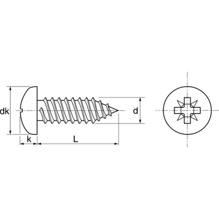 Vis à tôle tête cylindrique large inox A2 DIN 7981 5,5X38 boîte de 200 - ACTON - 624055,5X38