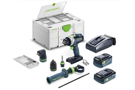 Perceuse-visseuse à percussion 18V QUADRIVE TPC 18/4 5,0/4,0 I-Set avec 2x batteries + chargeur en coffret Systainer³ DF M 187 - FESTOOL - 577621