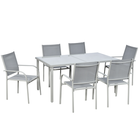 Ensemble de jardin 6 personnes avec table à manger gris